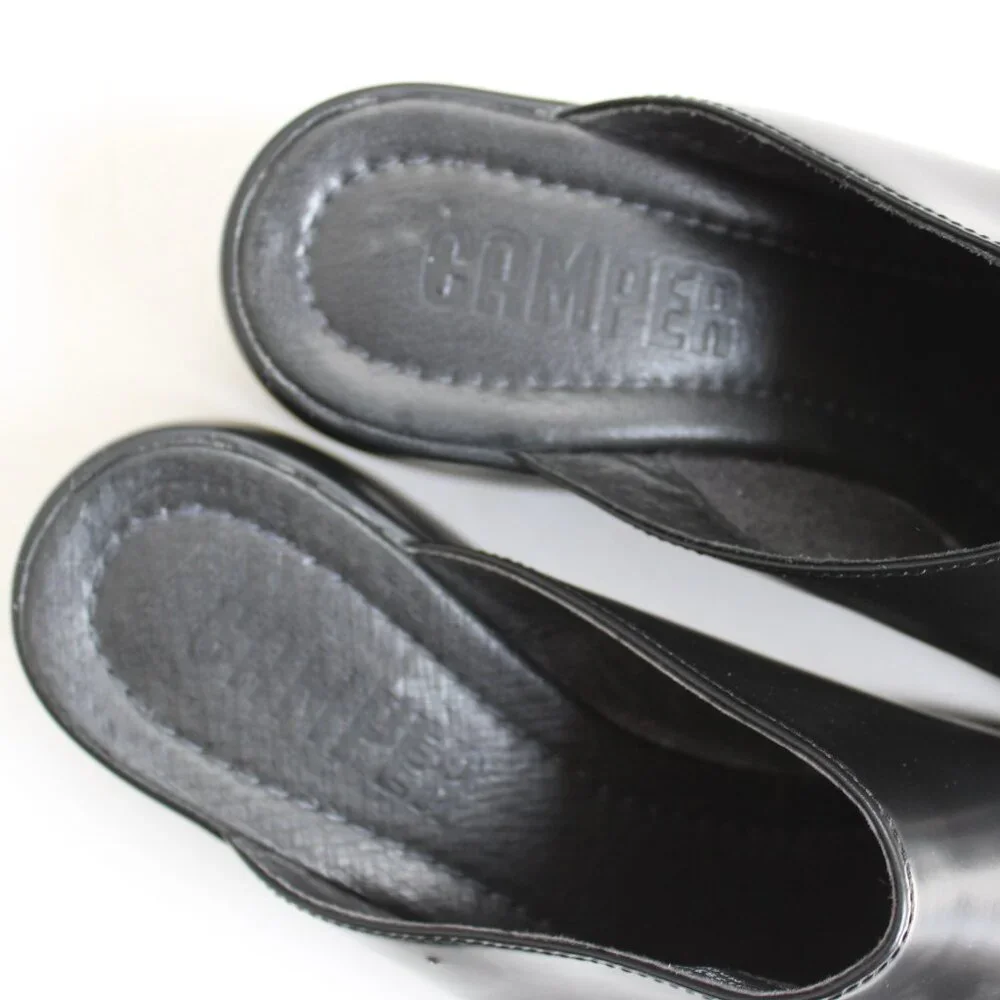 Camper Women's Black Kaah Leather Lightweight Wedge Clogs Size 37 / 7 US - Picture 7 of 9
